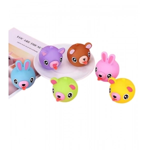 Generic Pack Of 5 Rubber-PVC Animal Faces Squishy Squeeze Stress Balls (Multicolor)