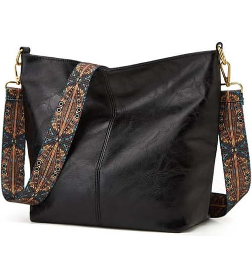 Generic Women's PU Leather Zipper Handbag (Black)
