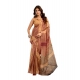 Generic Women's Linen Cotton Printed Ready To Wear Saree With Unstitched Blouse 5.5 Mtr (Brown)