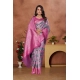 Generic Women's Banarasi Silk Jaquard Woven Saree With Unstitched Blouse 5.5Mtr (Pink)