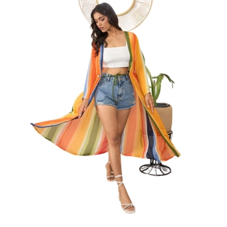 Generic Women's Polyester Crepe Printed Long Sleeves Shrug (Multicolor)