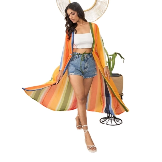 Generic Women's Polyester Crepe Printed Long Sleeves Shrug (Multicolor) Generic Women's Polyester Crepe Printed Long Sleeves Shrug (Multicolor)