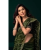 Generic Women's Net Sequence Saree With Unstitched Blouse 5.5Mtr (Light Green)