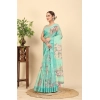Generic Women's Cotton Silk Floral Printed Saree With Unstitched Blouse 5.5Mtr (Multicolor)