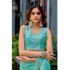 Generic Women's Faux Shimmer Geometric Ready to wear Saree With Unstitched Blouse 5.5Mtr (Light_AquaBlue) Generic Women's Faux Shimmer Geometric Ready to wear Saree With Unstitched Blouse 5.5Mtr (Light_AquaBlue)