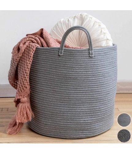 Generic Cotton Pack Of_1 12x14 Inch Laundry Storage Basket For Clothes (Grey)