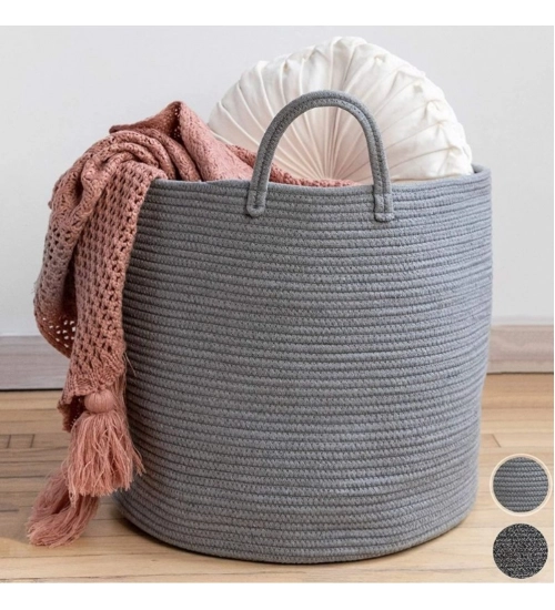 Generic Cotton Pack Of_1 12x14 Inch Laundry Storage Basket For Clothes (Grey) Generic Cotton Pack Of_1 12x14 Inch Laundry Storage Basket For Clothes (Grey)
