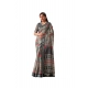 Generic Women's Faux_Linen Printed Saree With Unstitched Blouse 5.5Mtr (Light_Grey)