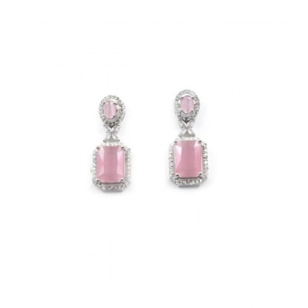 Generic Women's Brass Silver Plated Drop Earrings (Pink) Generic Women's Brass Silver Plated Drop Earrings (Pink)