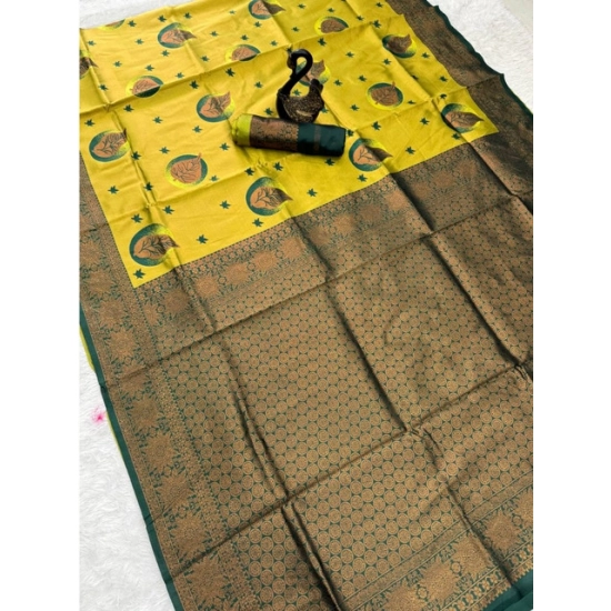 Generic Women's Banarasi Silk Jacquard Work Saree With Unstitched Blouse 5.5Mtr (Yellow) Generic Women's Banarasi Silk Jacquard Work Saree With Unstitched Blouse 5.5Mtr (Yellow)