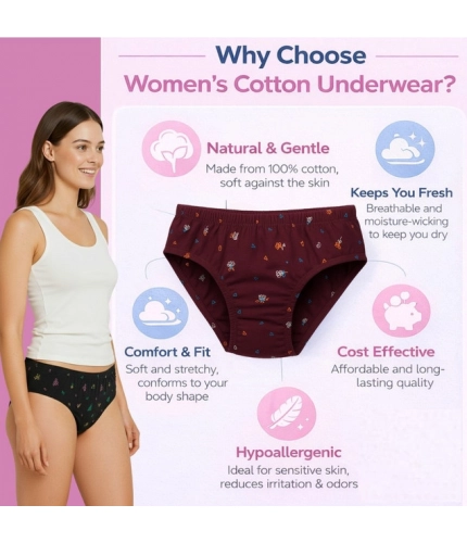Generic Pack of_6 Women's Cotton Printed Hipster Panty (Multicolor)