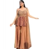 Generic Women's Silk Embroidered Sleeveless Round Kurti With Palazzo Pant and Dupatta Set (Brown) Generic Women's Silk Embroidered Sleeveless Round Kurti With Palazzo Pant and Dupatta Set (Brown)