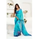 Generic Women's Linen Cotton Printed Ready To Wear Saree With Unstitched Blouse 5.5 Mtr (Light_Aqua_Blue)