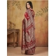 Generic Women's Silk Blend Printed Saree With Unstitched Blouse 5.5Mtr (Maroon)