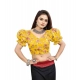 Generic Women's Organza Printed V Neck Puff Sleeve Readymade Blouse (Mustard 38 , Alterable up to 42)-PID65867 Generic Women's Organza Printed V Neck Puff Sleeve Readymade Blouse (Mustard 38 , Alterable up to 42)-PID65867