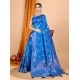 Generic Women's Soft Silk Jacquard Saree With Unstitched Blouse 5.5Mtr (Blue)