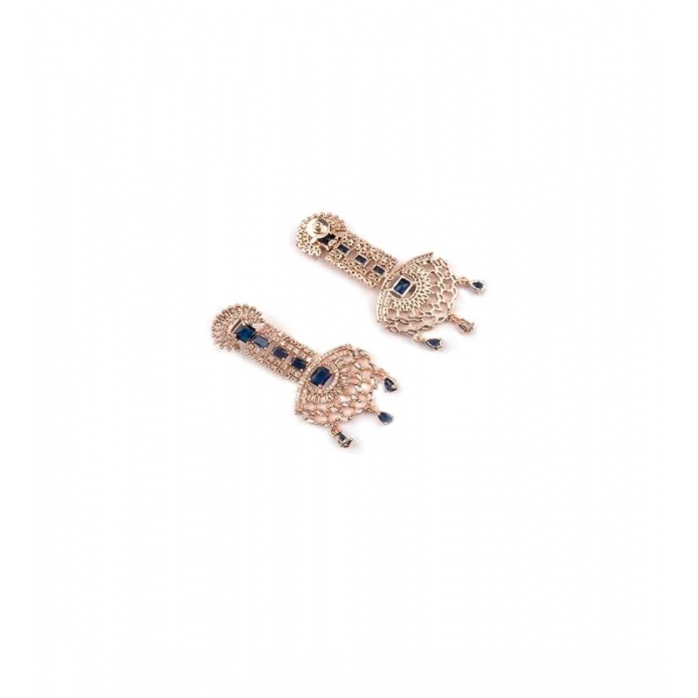 Generic Women's Brass Silver Plated Drop Earrings (Blue) Generic Women's Brass Silver Plated Drop Earrings (Blue)