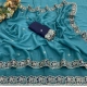 Generic Women's Star Georgette Embroidered Saree With Unstitched Blouse 5.5Mtr (Sea Green)