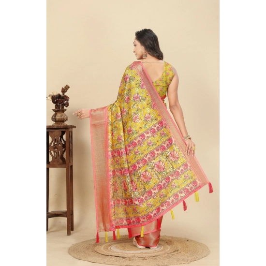 Generic Women's Cotton Silk Floral Printed Saree With Unstitched Blouse 5.5Mtr (Yellow) Generic Women's Cotton Silk Floral Printed Saree With Unstitched Blouse 5.5Mtr (Yellow)