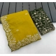 Generic Women's Star Georgette Embroidered Saree With Unstitched Blouse 5.5Mtr (Mustard Yellow)