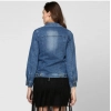 Generic Women's Denim Washed Long Sleeves Jacket (Blue)