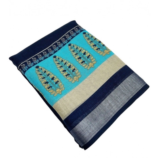 Generic Women's Cotton Linen Printed Saree With Unstitched Blouse 5.5Mtr (Blue) Generic Women's Cotton Linen Printed Saree With Unstitched Blouse 5.5Mtr (Blue)