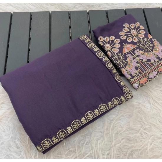 Generic Women's Art Silk Embroidered Saree With Unstitched Blouse 5.5Mtr (Lavender) Generic Women's Art Silk Embroidered Saree With Unstitched Blouse 5.5Mtr (Lavender)