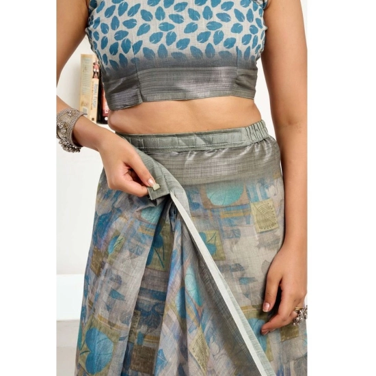 Generic Women's Faux Linen Abstract Print Ready to wear Saree With Unstitched Blouse 5.5Mtr (Grey) Generic Women's Faux Linen Abstract Print Ready to wear Saree With Unstitched Blouse 5.5Mtr (Grey)