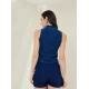 Generic Women's Denim Lycra Solid Sleeveless Top (Blue) Generic Women's Denim Lycra Solid Sleeveless Top (Blue)