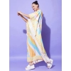Generic Women's Satin Colour Blocking Kaftan Dress (Multicolor)