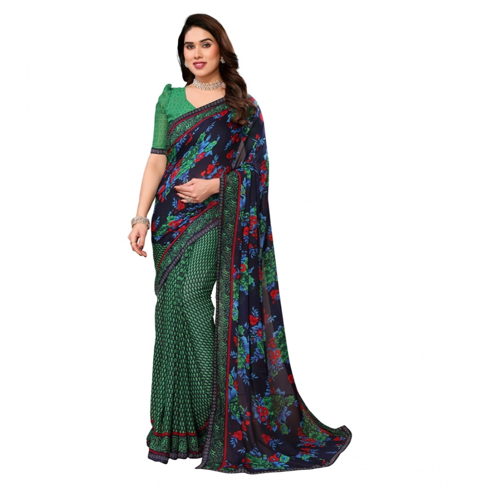 Generic Women's Georgette Printed Saree With Unstitched Blouse 5.5Mtr (Green) Generic Women's Georgette Printed Saree With Unstitched Blouse 5.5Mtr (Green)