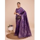 Generic Women's Soft Silk Jacquard Saree With Unstitched Blouse 5.5Mtr (Purple)
