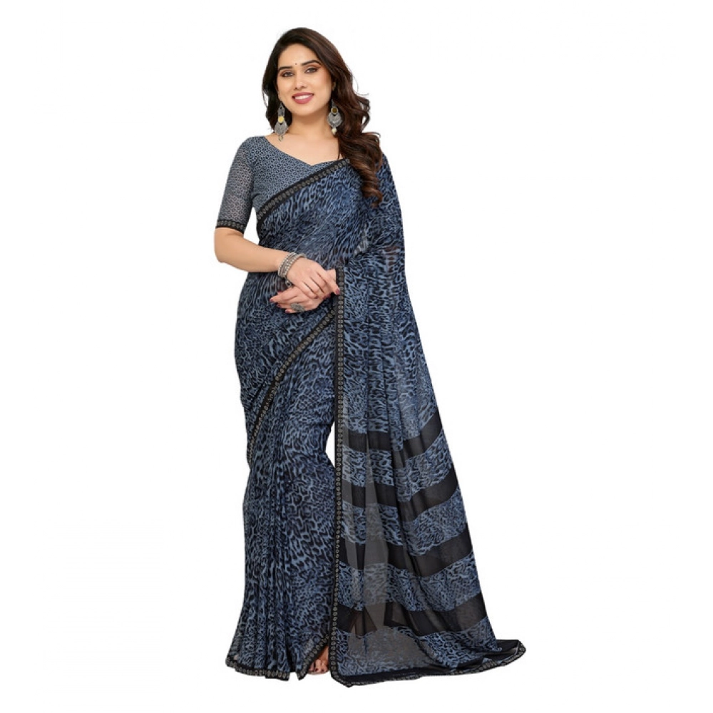 Generic Women's Georgette Printed Saree With Unstitched Blouse 5.5Mtr (Grey) Generic Women's Georgette Printed Saree With Unstitched Blouse 5.5Mtr (Grey)