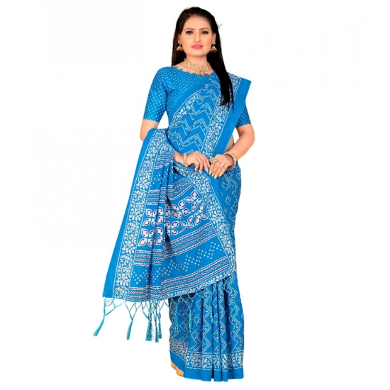 Generic Women's Soft Pure Cotton Printed Saree With Unstitched Blouse 5.5Mtr (Sky Blue) Generic Women's Soft Pure Cotton Printed Saree With Unstitched Blouse 5.5Mtr (Sky Blue)