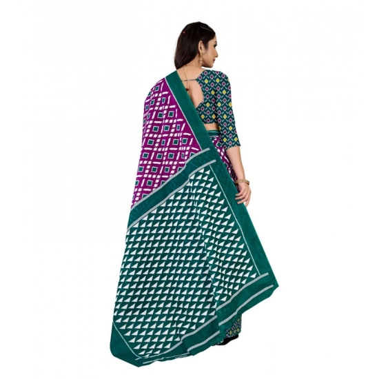 Generic Women's Soft Pure Cotton Printed Saree With Unstitched Blouse 5.5Mtr (Purple) Generic Women's Soft Pure Cotton Printed Saree With Unstitched Blouse 5.5Mtr (Purple)
