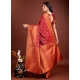 Generic Women's Banarasi Silk Printed Saree With Unstitched Blouse 5.5Mtr (Maroon)