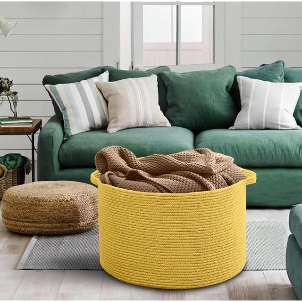 Generic Cotton Pack Of_1 14x12 Inch Storage Basket For Clothes With Out Lid (Yellow) Generic Cotton Pack Of_1 14x12 Inch Storage Basket For Clothes With Out Lid (Yellow)