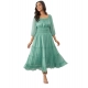 Generic Women's Chiffon Solid Puff Sleeve Dress (Green)