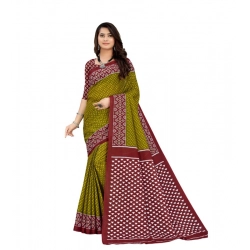 Generic Women's Soft Pure Cotton Printed Saree With Unstitched Blouse 5.5Mtr (Mehendi green)