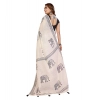 Generic Women's Linen Cotton Printed Saree With Unstitched Blouse 5.5Mtr (Off White)