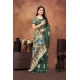 Generic Women's Linen Printed Saree With Unstitched Blouse 5.5Mtr (Dark Green)