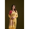 Generic Women's Blended_Cotton Floral Saree With Unstitched Blouse 5.5Mtr (Mustard)