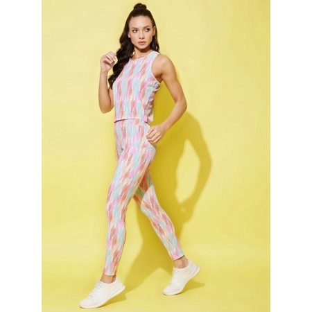 Generic Women's Polyester Lycra Printed Sleeveless Active Wear (Multicolor) Generic Women's Polyester Lycra Printed Sleeveless Active Wear (Multicolor)