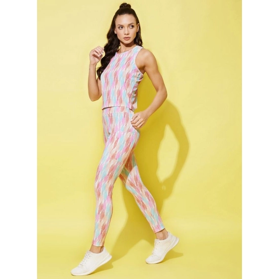 Generic Women's Polyester Lycra Printed Sleeveless Active Wear (Multicolor)