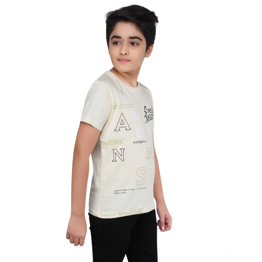 Generic Boy's Cotton Grapic Printed Round Neck T-Shirt (Beige ) Generic Boy's Cotton Grapic Printed Round Neck T-Shirt (Beige )