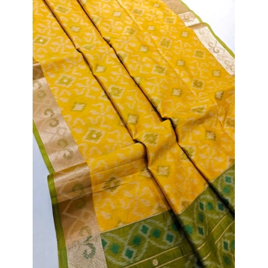 Generic Women's Raw Silk Ikkat Saree With Unstitched Blouse 5.5Mtr (Yellow) Generic Women's Raw Silk Ikkat Saree With Unstitched Blouse 5.5Mtr (Yellow)