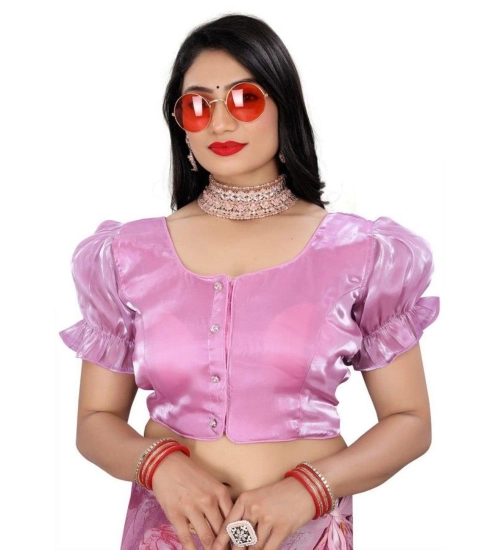 Generic Women's Jimmy Solid Designer Neck Elastic Sleeve Readymade Blouse (Light Pink 38 , Alterable up to 42)-PID65830
