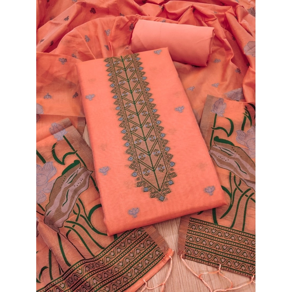 Generic Women's Banarasi Silk Printed Unstitched Salwar Suit Material With Dupatta (Peach, 3Mtrs) Generic Women's Banarasi Silk Printed Unstitched Salwar Suit Material With Dupatta (Peach, 3Mtrs)