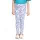Generic Girl's Cotton Lycra Floral Elasticated Jeggings (White-Turquoise Blue) Generic Girl's Cotton Lycra Floral Elasticated Jeggings (White-Turquoise Blue)