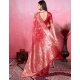 Generic Women's Banarasi Silk Printed Saree With Unstitched Blouse 5.5Mtr (Red) Generic Women's Banarasi Silk Printed Saree With Unstitched Blouse 5.5Mtr (Red)